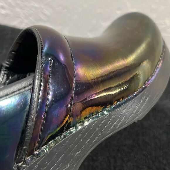 🔥🔥 DANSKO Petrol Iridescent Patent Leather Slip On Clogs Women EU 38 / US 7.5- - Picture 9 of 14